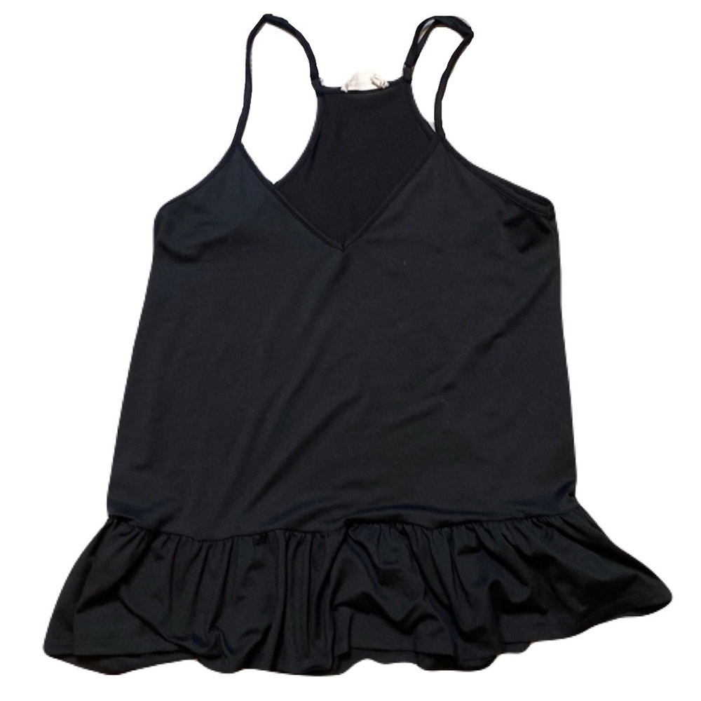 Ninexis Black Racerback‎ Adjustable Strap Babydoll Tank Oversized Relaxed Size S